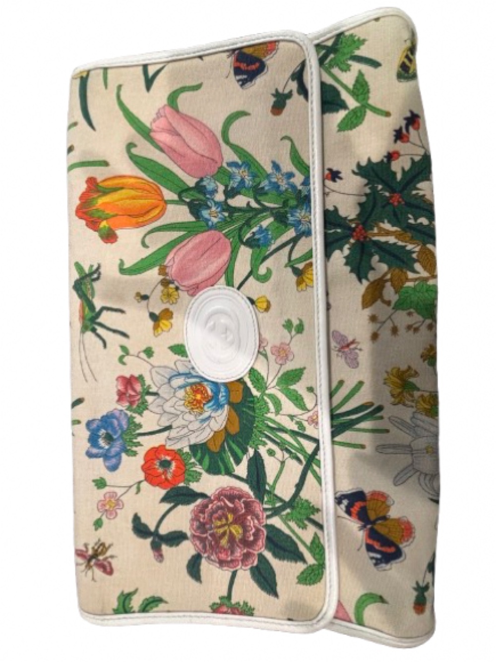 Authentic vintage 1980s Gucci Flora print canvas clutch